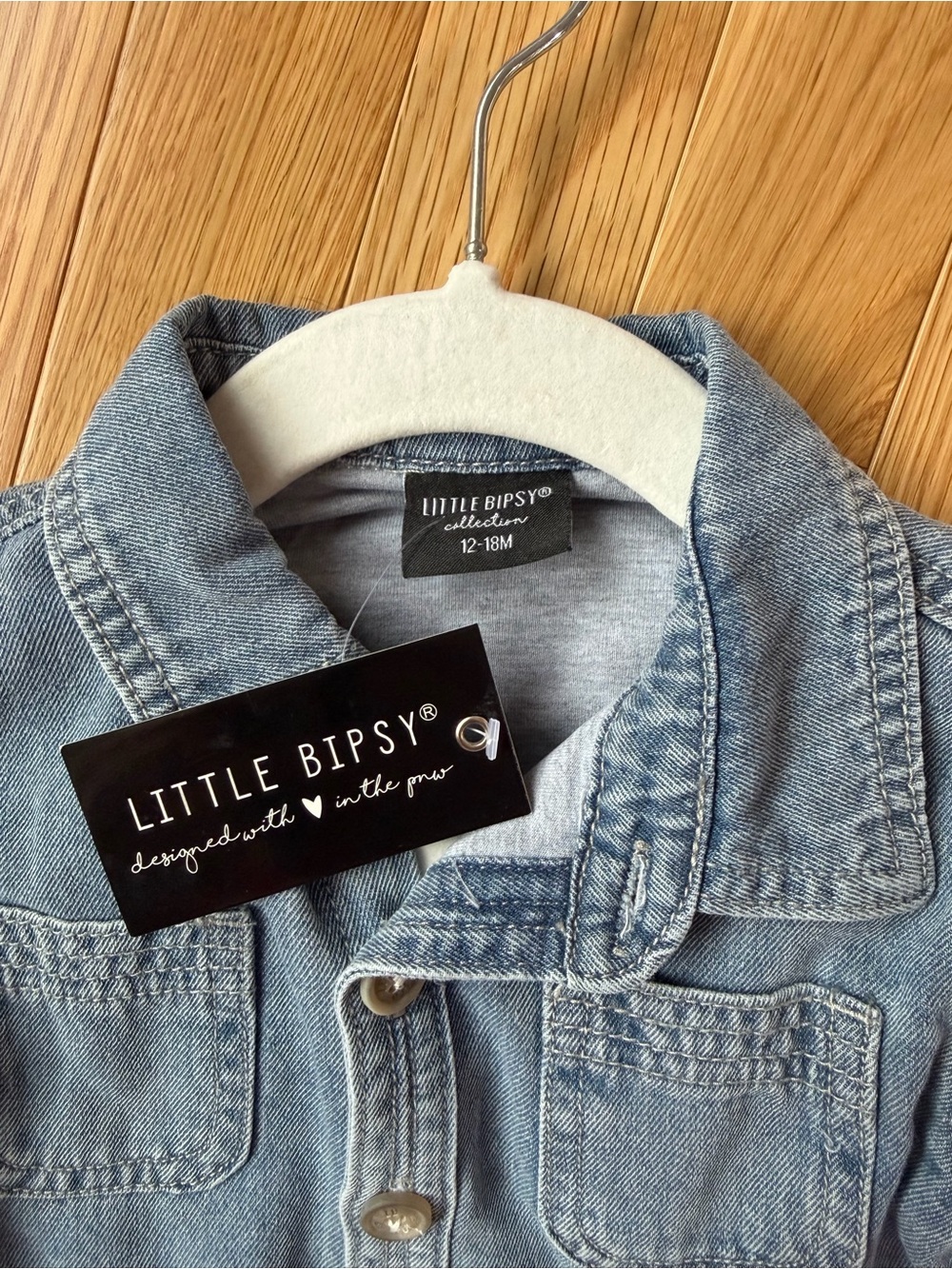 Little Bipsy Light Blue Denim Jacket for Kids - Picture 3 of 3